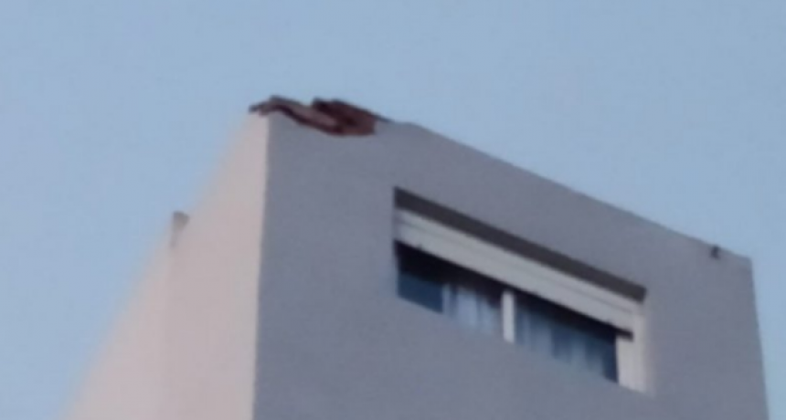 En Bahía Blanca: Lo que dejó la tormenta: calles anegadas, casas inundadas y un rayo partió un edificio