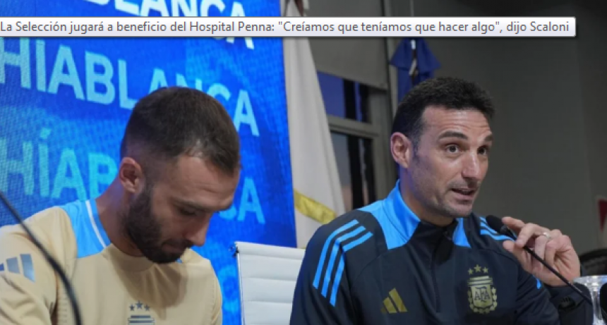 La Selección jugará a beneficio del Hospital Penna: 