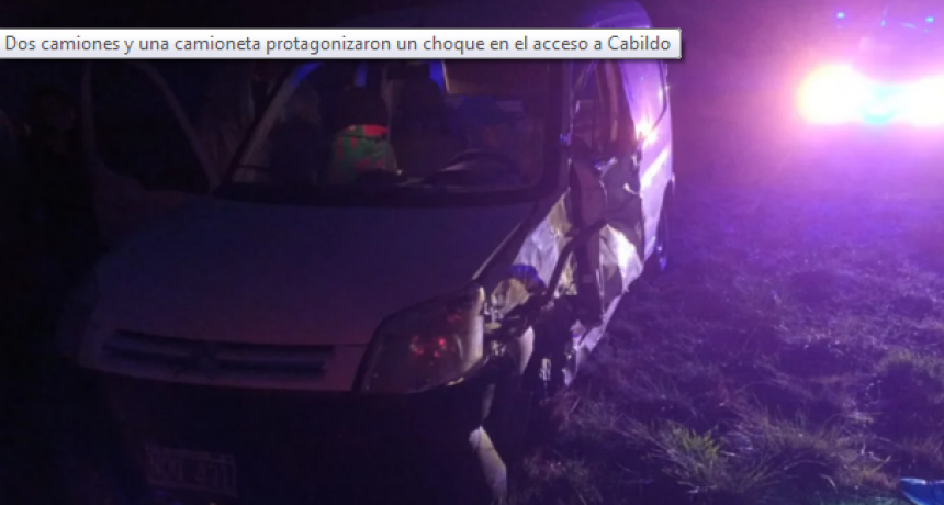 Dos camiones y una camioneta protagonizaron un choque en el acceso a Cabildo