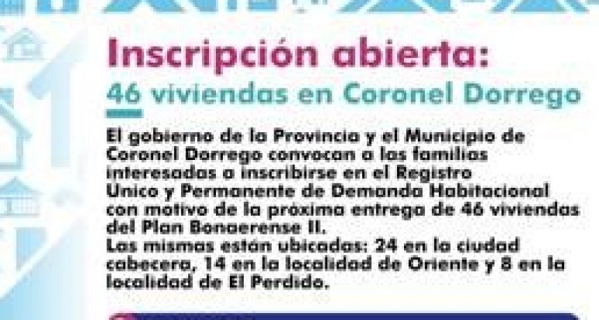 Se abrirá la inscripción para viviendas