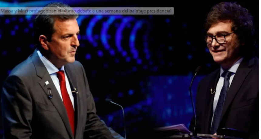 Massa y Milei protagonizan el último debate a una semana del balotaje presidencial
